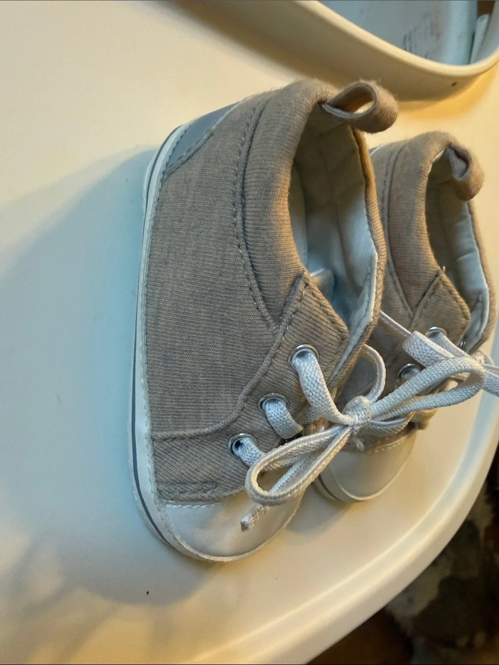 Carter's Tan Canvas Baby Lace-Up Sneakers with White Toe Caps